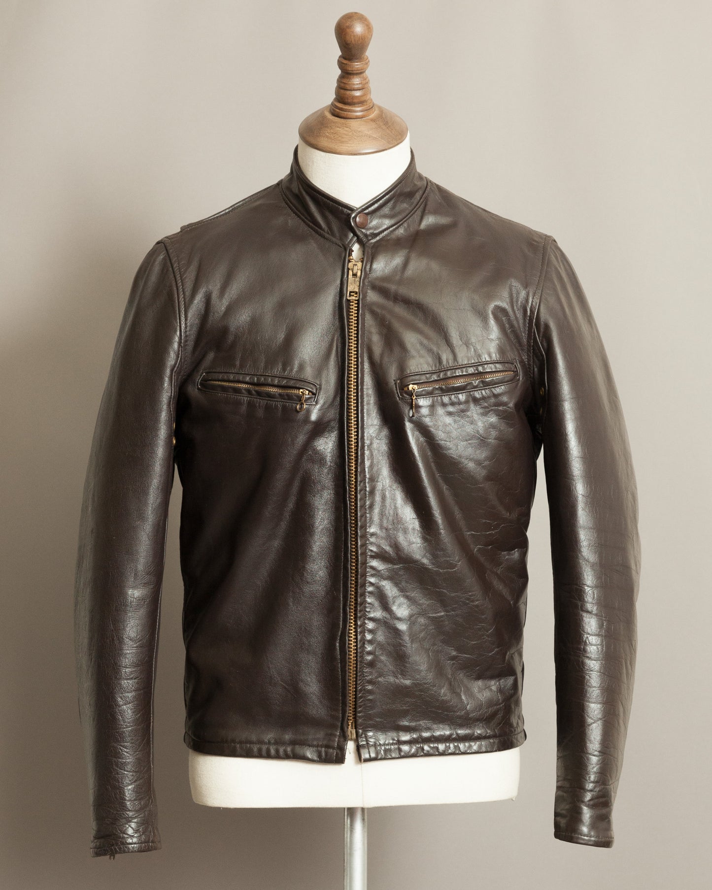 1960s Vintage Café Racer Leather Motorcycle Jacket - Small (38)