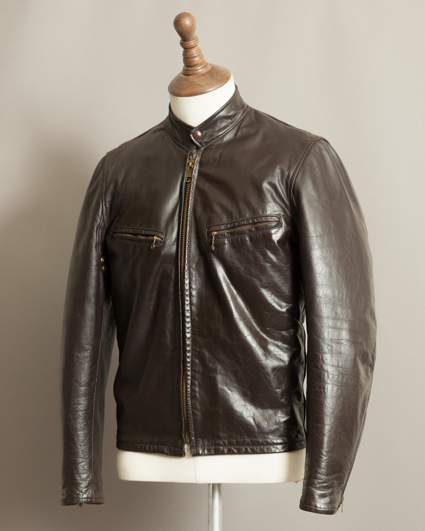 1960s Vintage Café Racer Leather Motorcycle Jacket - Small (38)