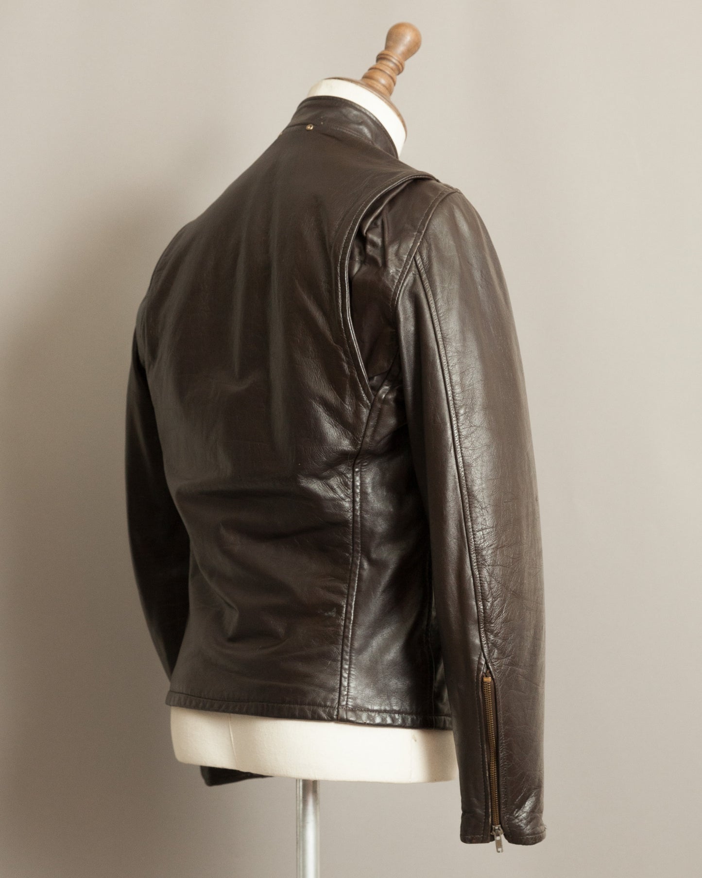 1960s Vintage Café Racer Leather Motorcycle Jacket - Small (38)