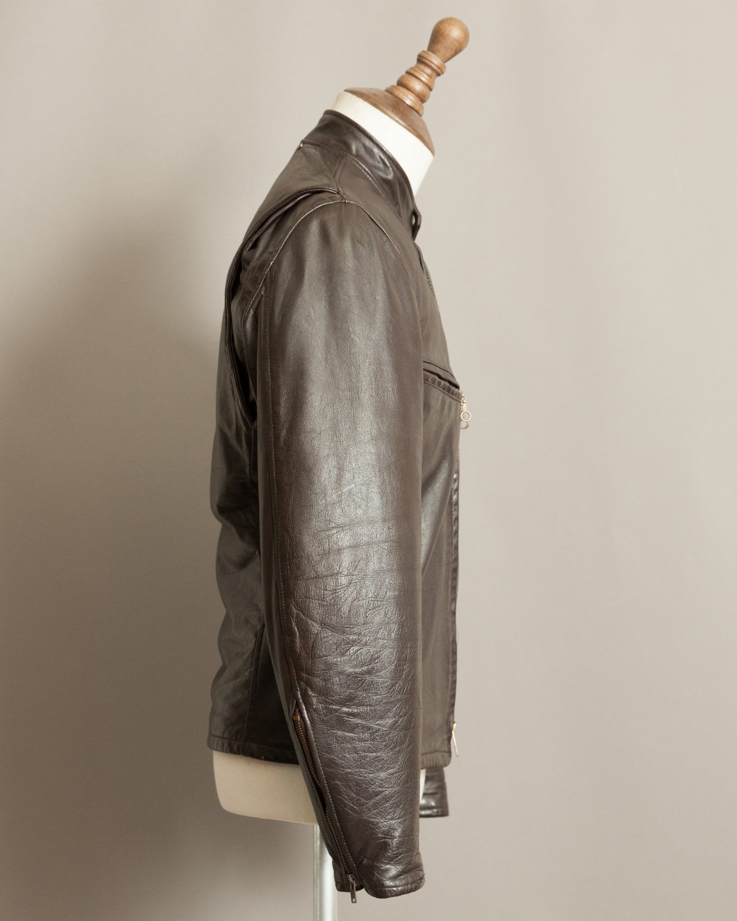 1960s Vintage Café Racer Leather Motorcycle Jacket - Small (38)