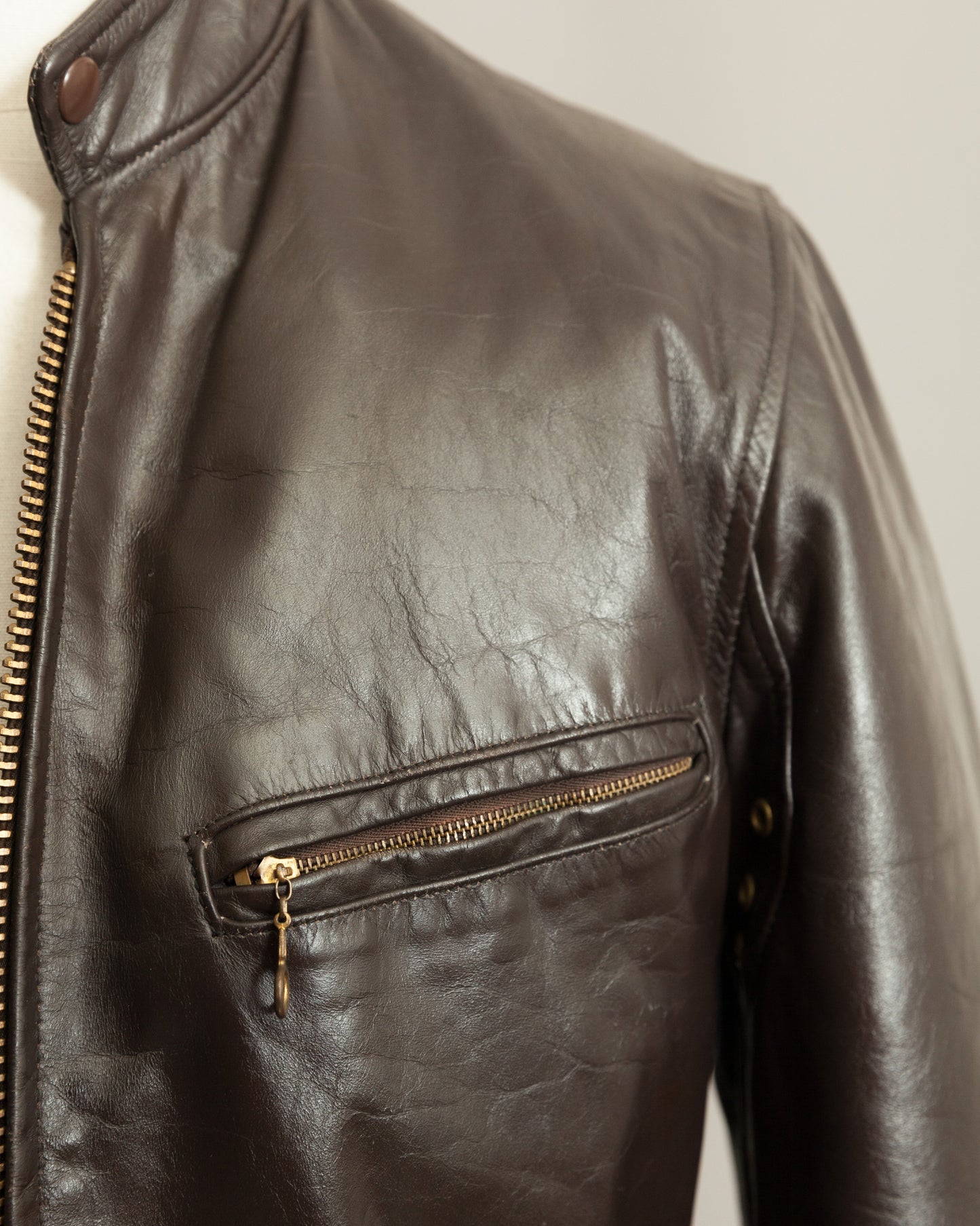1960s Vintage Café Racer Leather Motorcycle Jacket - Small (38)
