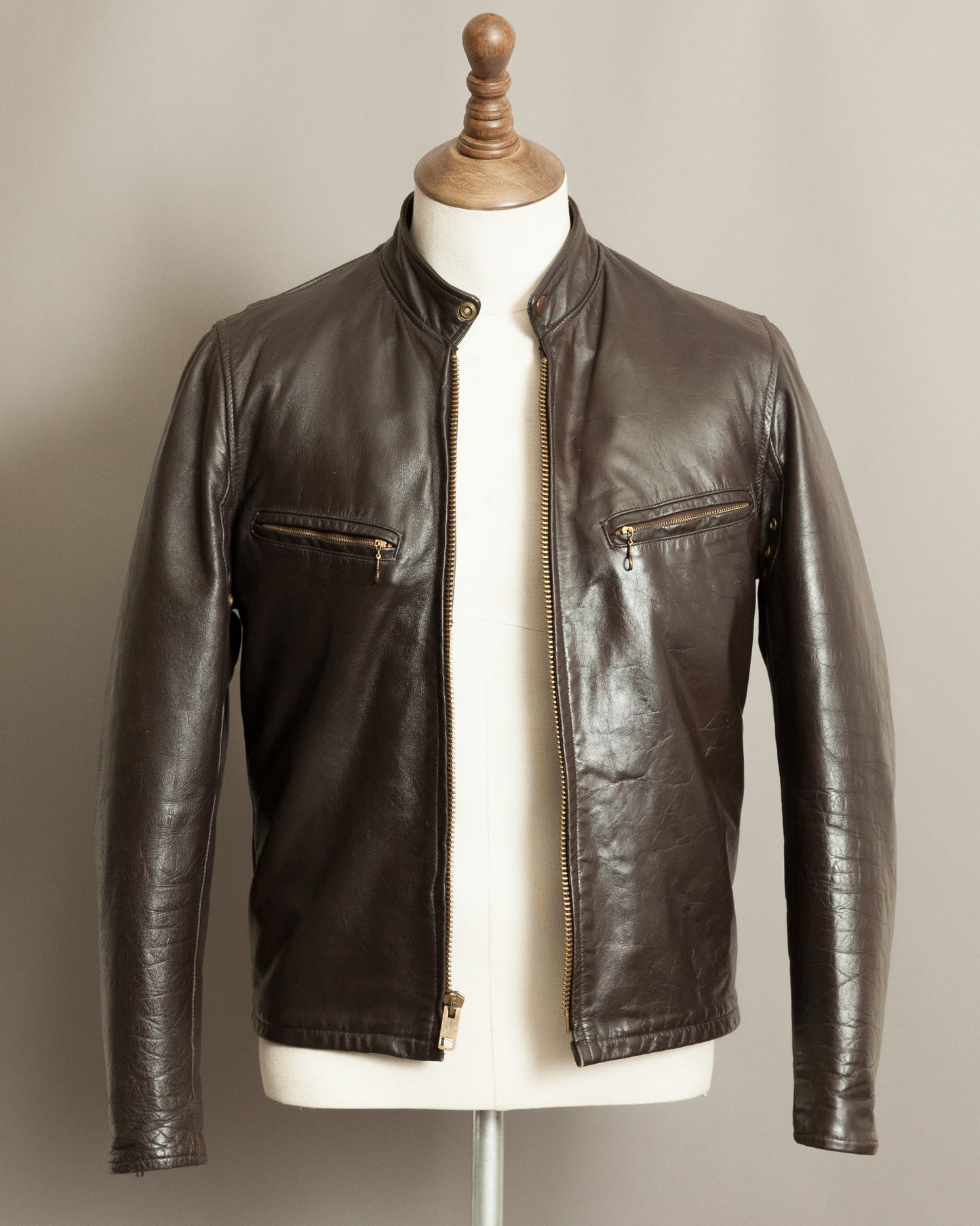 1960s Vintage Café Racer Leather Motorcycle Jacket - Small (38)