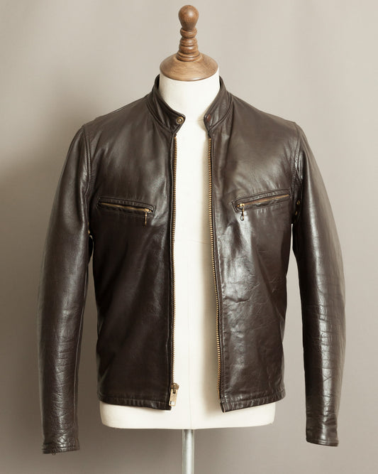 1960s Vintage Café Racer Leather Motorcycle Jacket - Small (38)