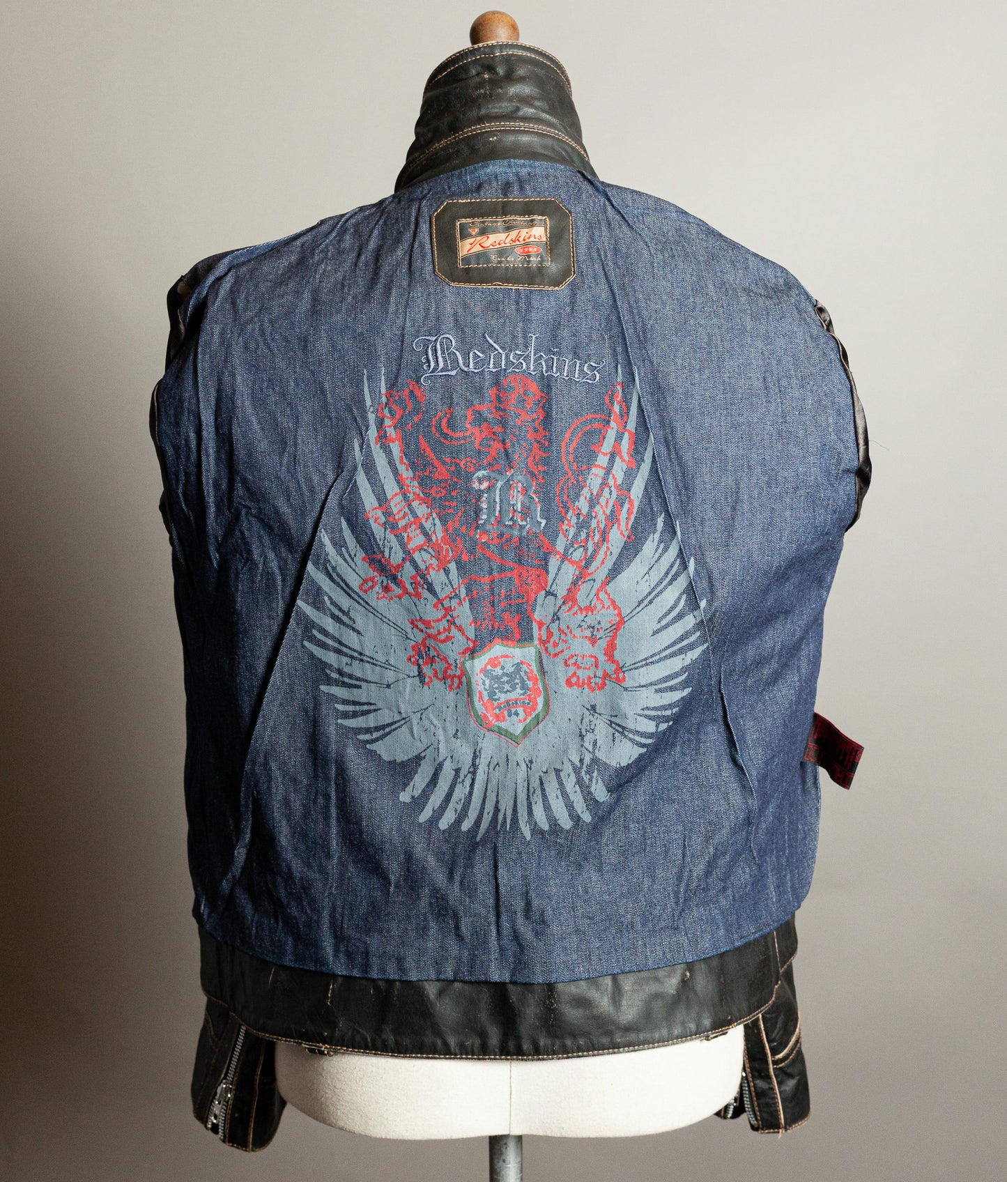 Vintage 1980s Redskins Buffalo Leather Motorcycle Jacket, Made in France