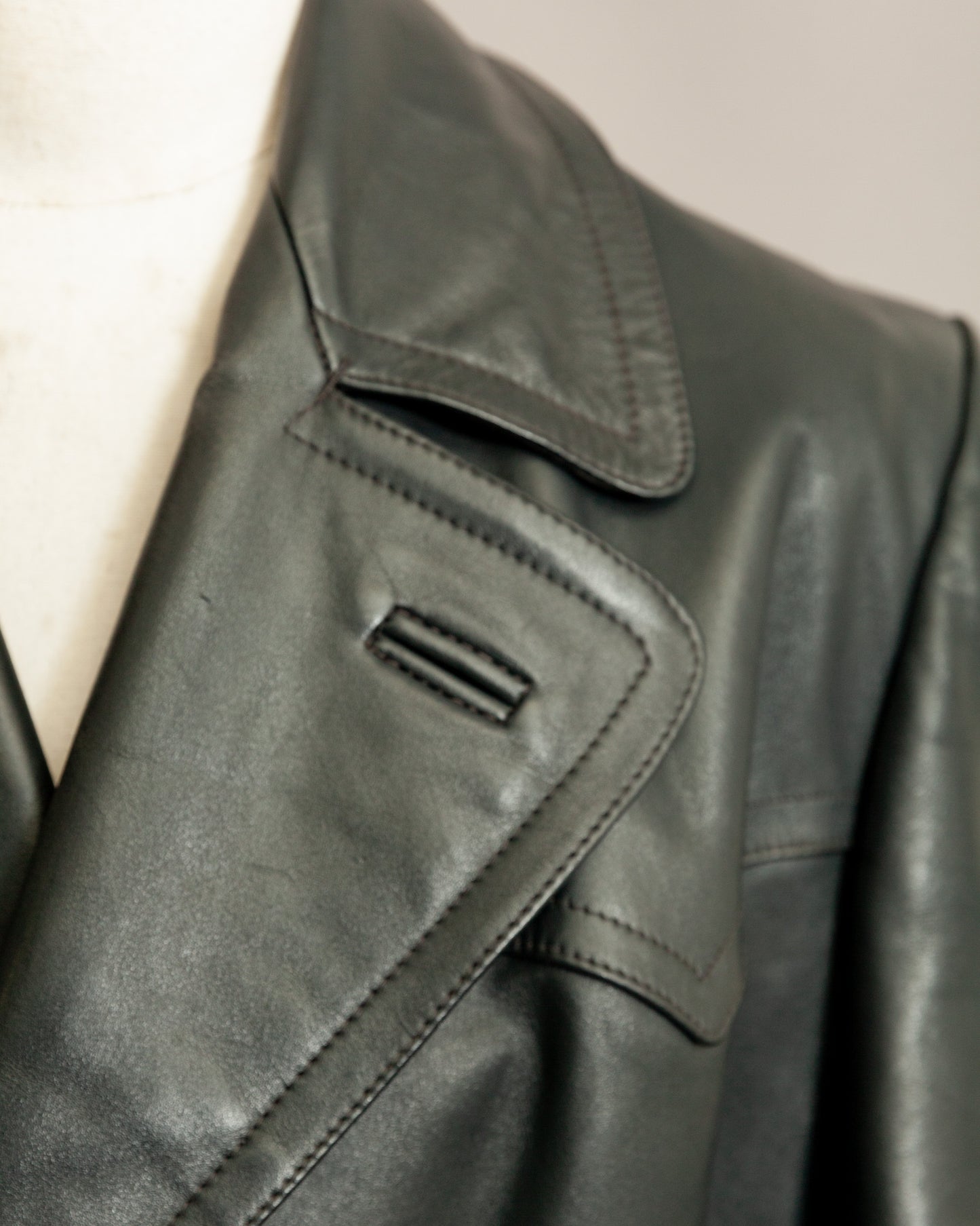 Vintage WW2 German Horsehide Leather Officers Trench Coat - Medium (40-42)