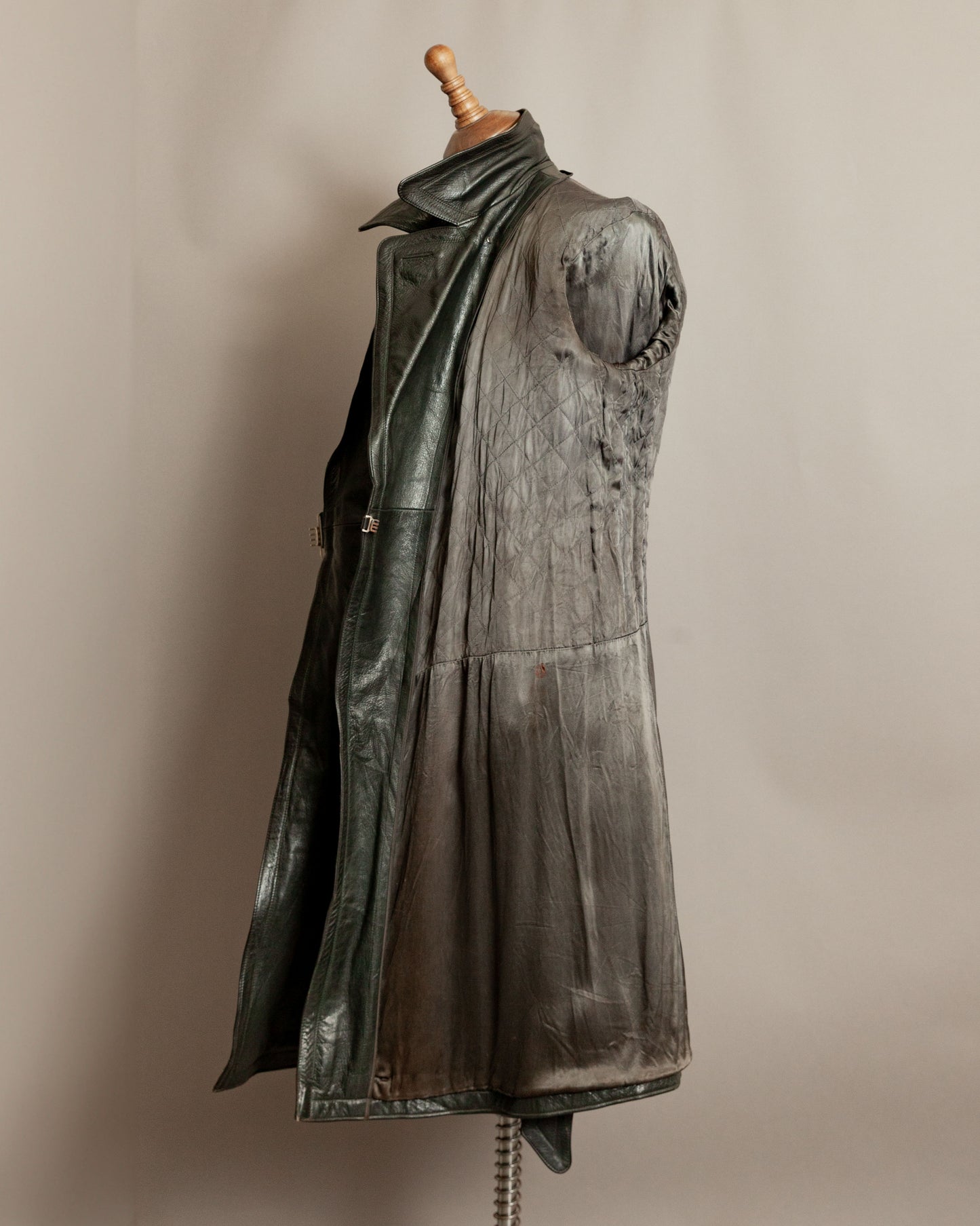 Vintage WW2 German Horsehide Leather Officers Trench Coat - Small (38-40)