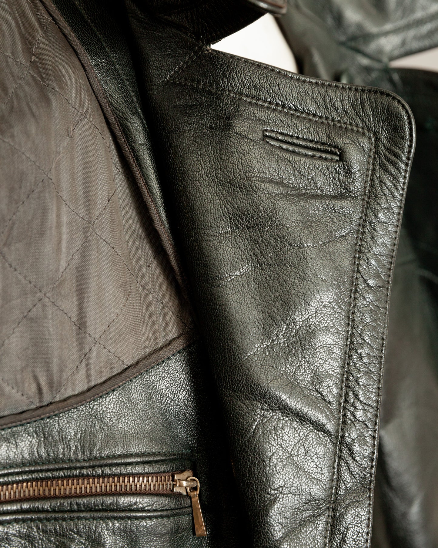 Vintage WW2 German Horsehide Leather Officers Trench Coat - Small (38-40)