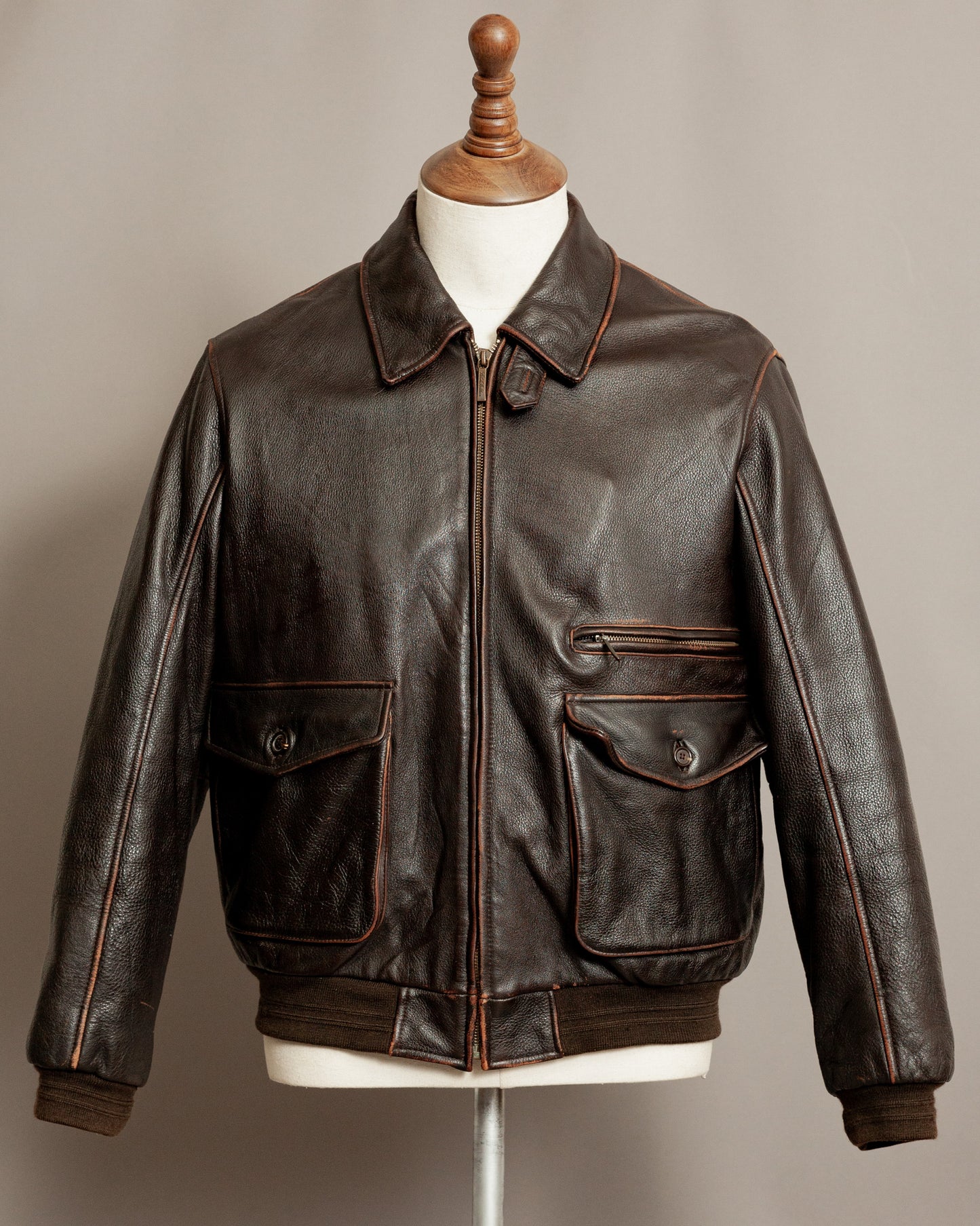 Vintage Brooks Brothers Leather Aviator Jacket - Medium (42-44)