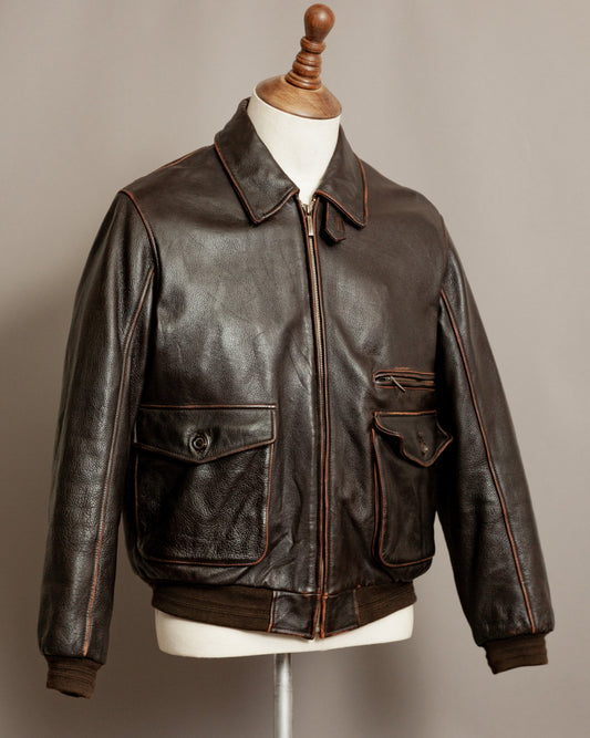 Vintage Brooks Brothers Leather Aviator Jacket - Medium (42-44)