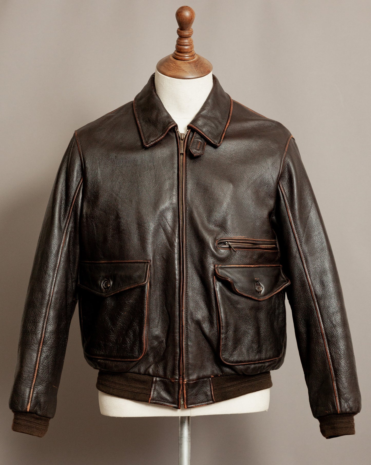 Vintage Brooks Brothers Leather Aviator Jacket - Medium (42-44)