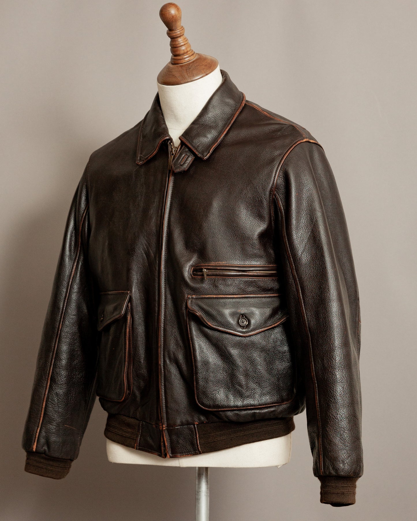 Vintage Brooks Brothers Leather Aviator Jacket - Medium (42-44)