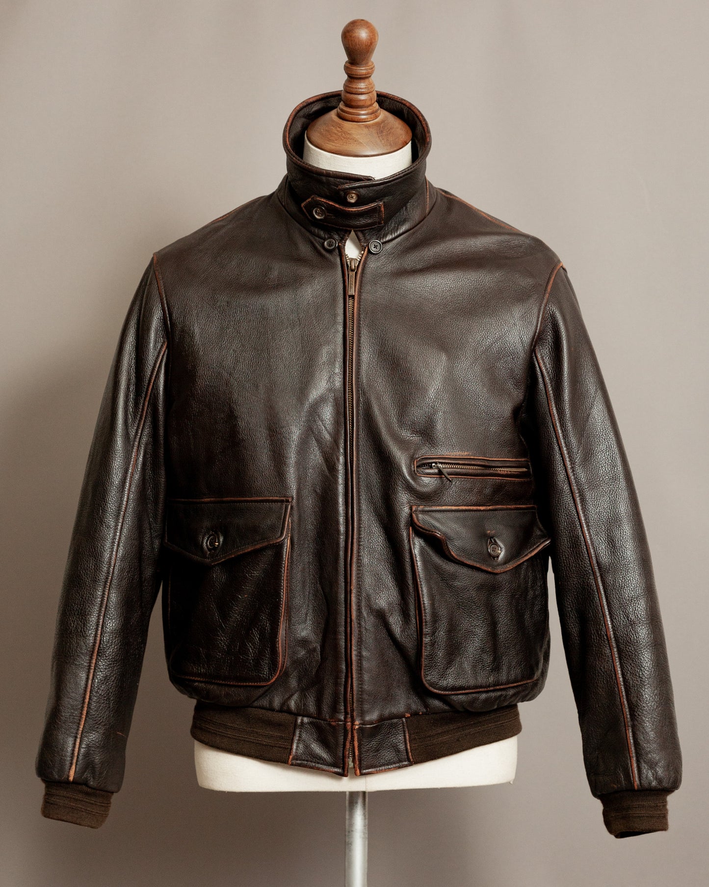 Vintage Brooks Brothers Leather Aviator Jacket - Medium (42-44)