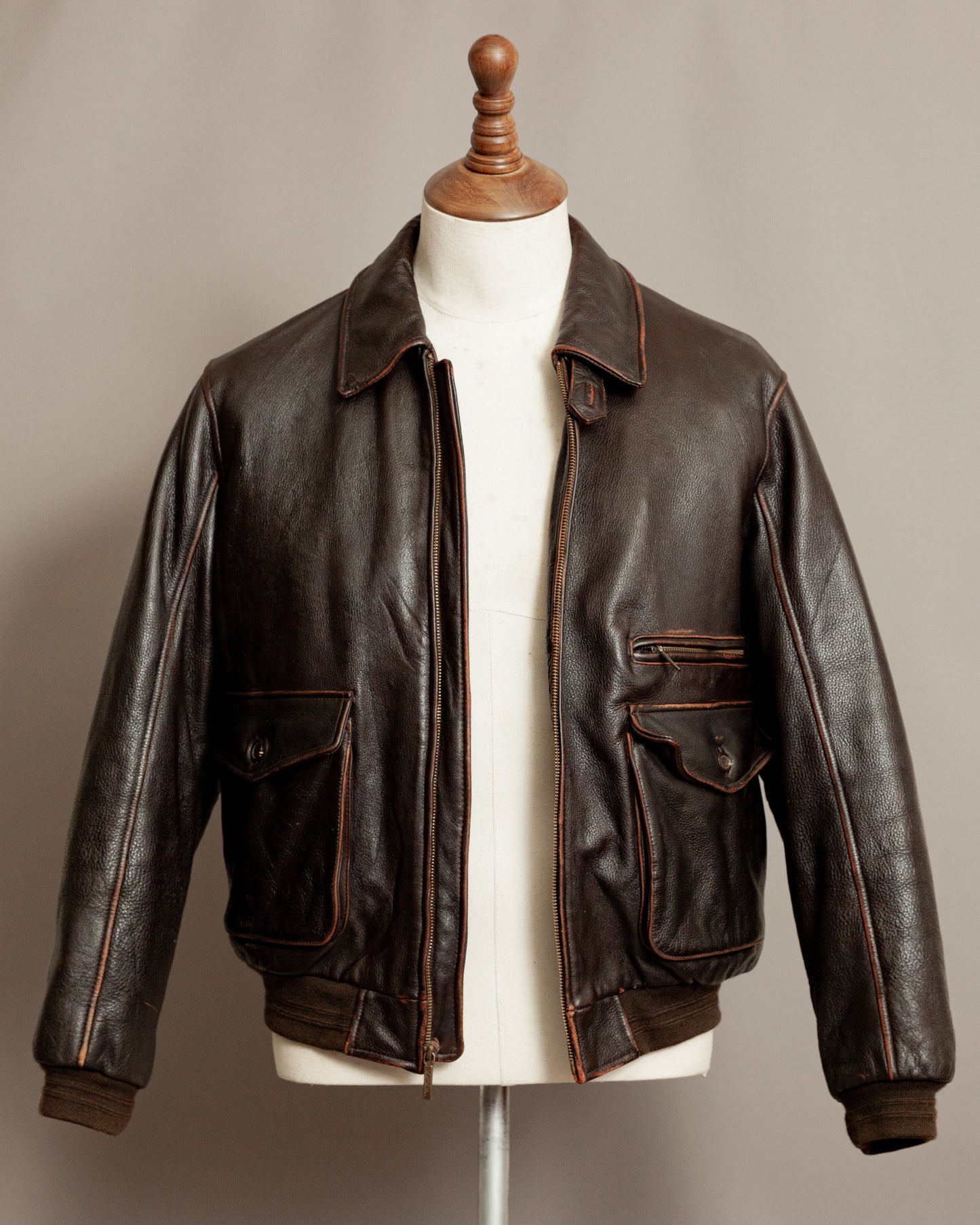 Vintage Brooks Brothers Leather Aviator Jacket - Medium (42-44)