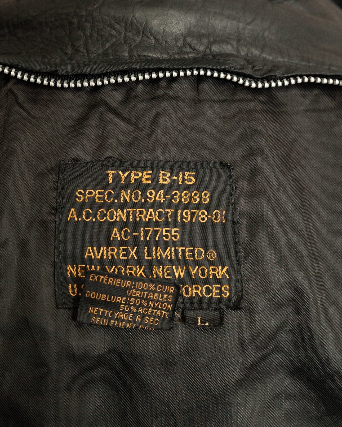 Vintage Avirex B-15 Leather Flight Jacket - Large (42-44)