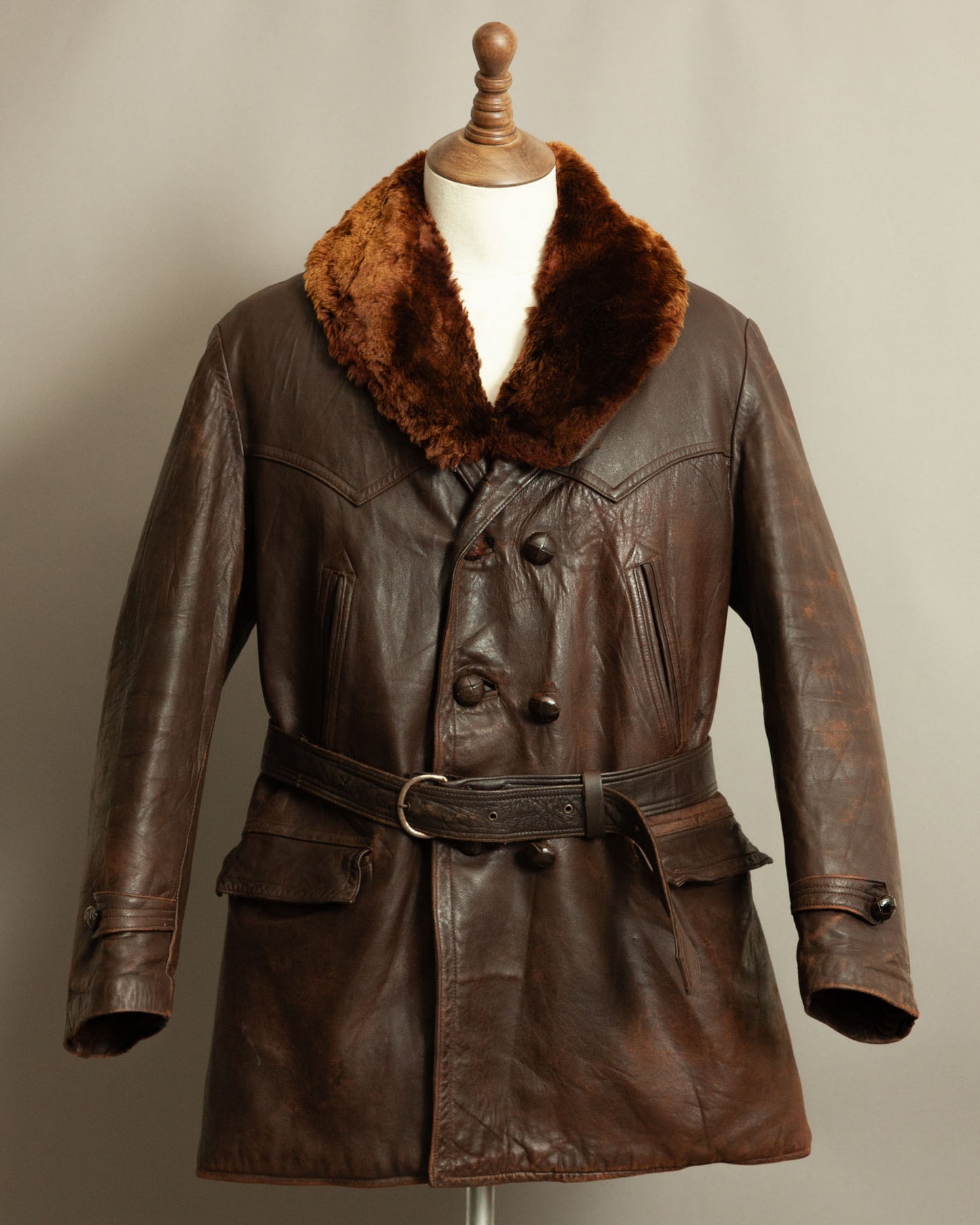 Vintage 1930s Horsehide Leather Barnstormer Coat - Large (42-44)