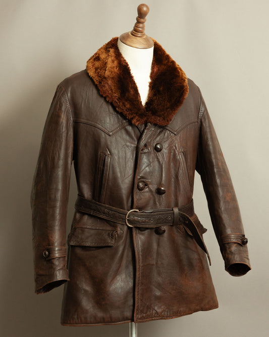 Vintage 1930s Horsehide Leather Barnstormer Coat - Large (42-44)