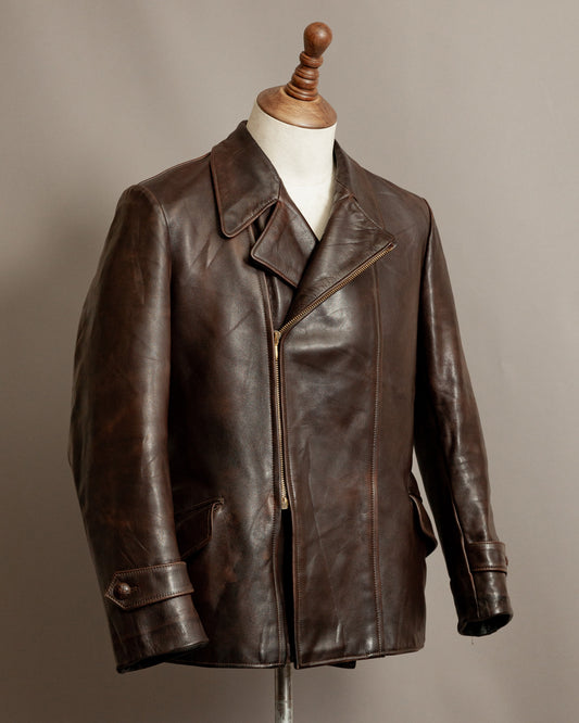 Vintage WW2 German Horsehide Leather Motorcycle Despatch Rider Jacket - Small (38-40)