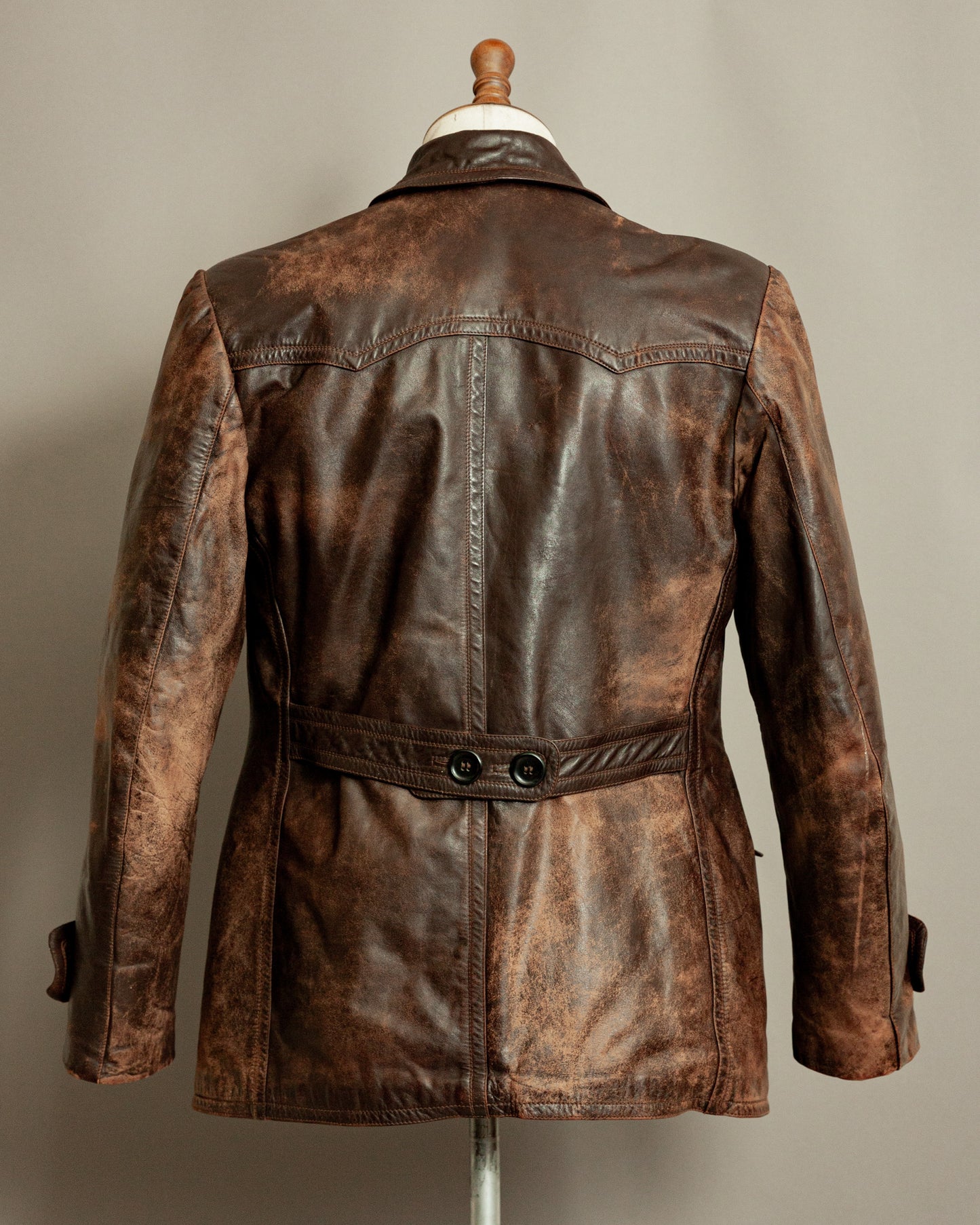 Vintage WWII German Horsehide Leather Motorcycle Coat – Medium (40-42)