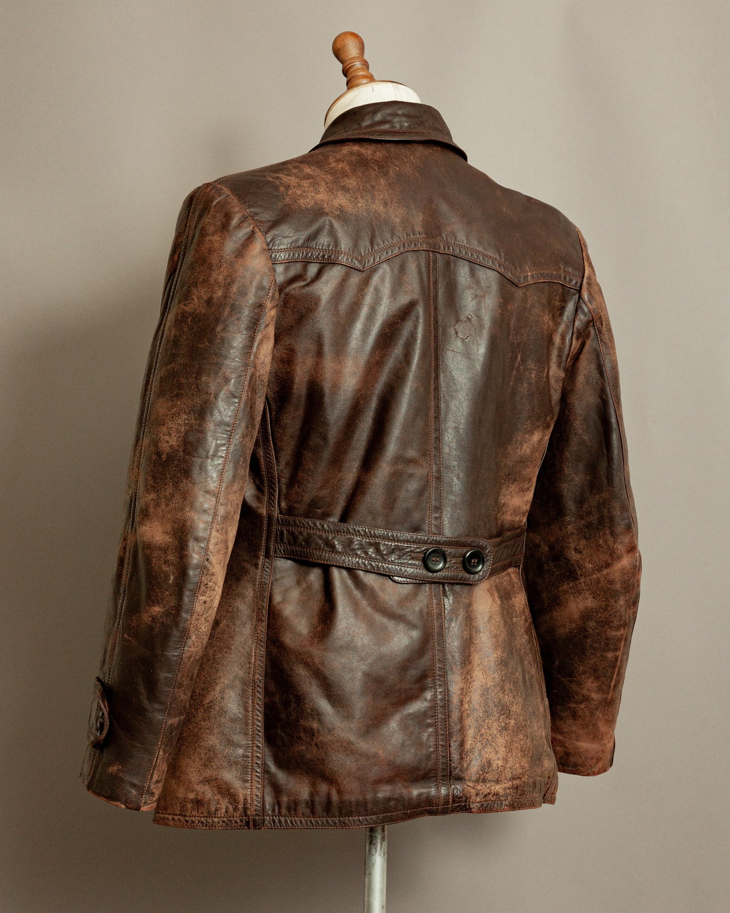 Vintage WWII German Horsehide Leather Motorcycle Coat – Medium (40-42)
