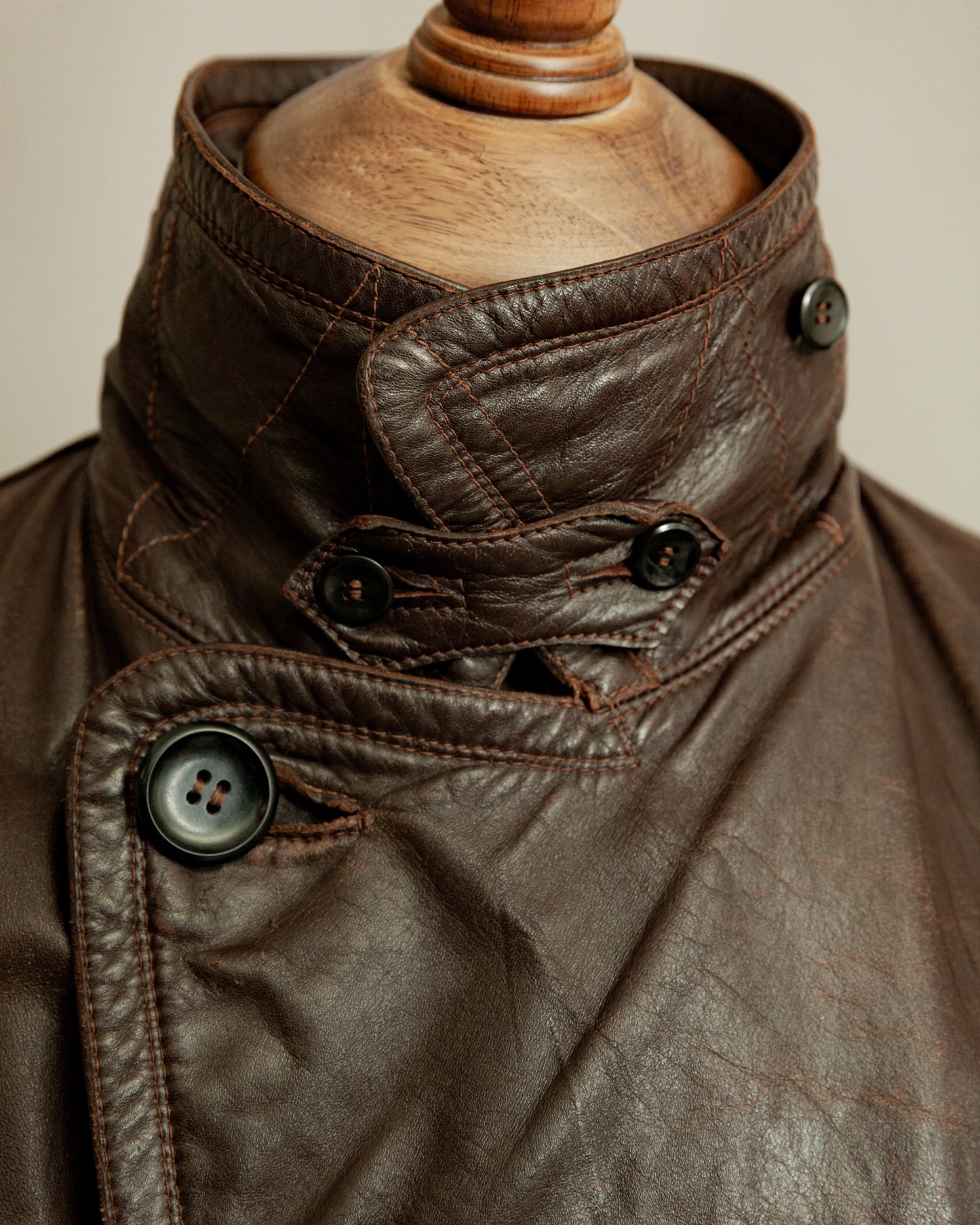 Vintage WWII German Horsehide Leather Motorcycle Coat – Medium (40-42)