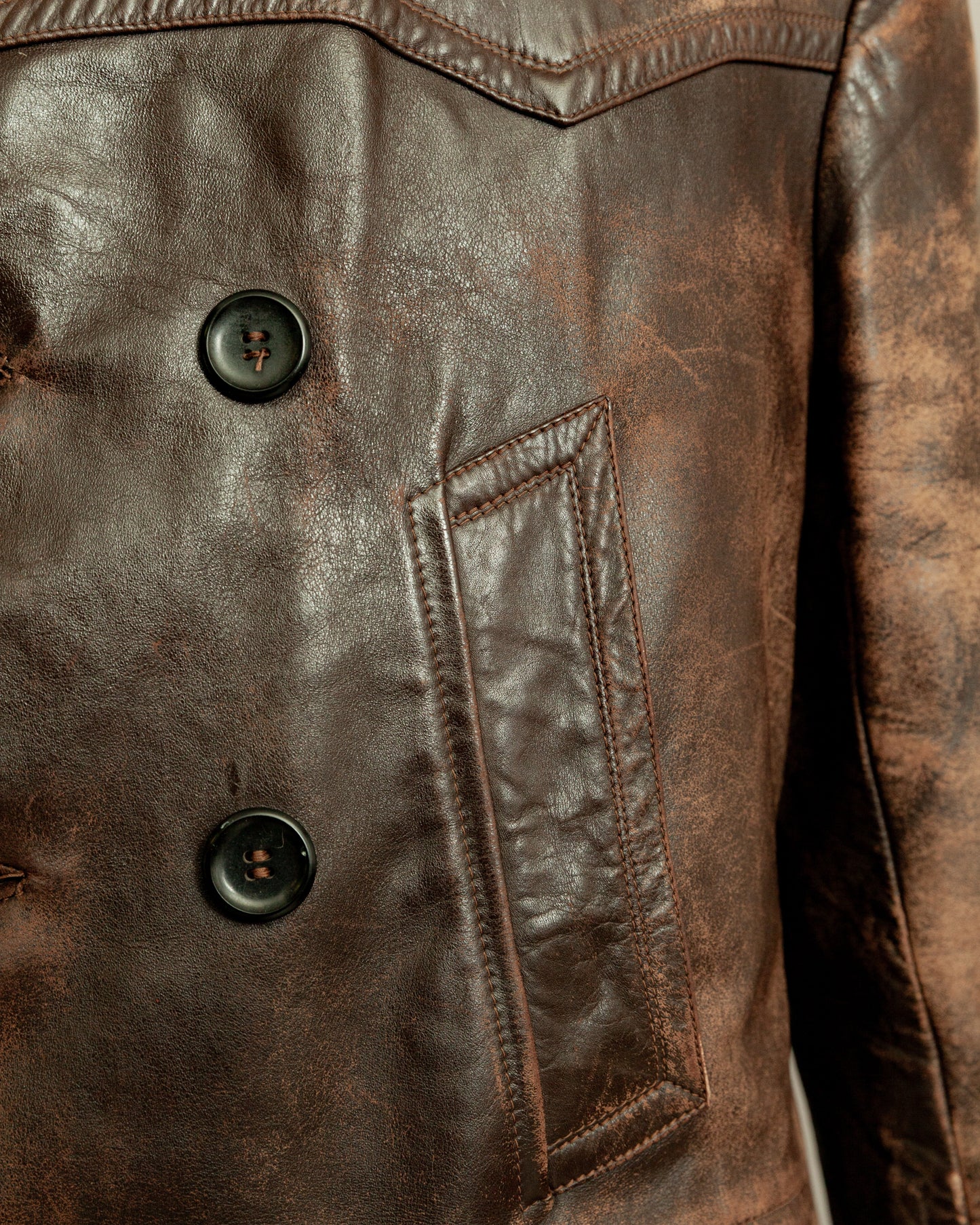 Vintage WWII German Horsehide Leather Motorcycle Coat – Medium (40-42)
