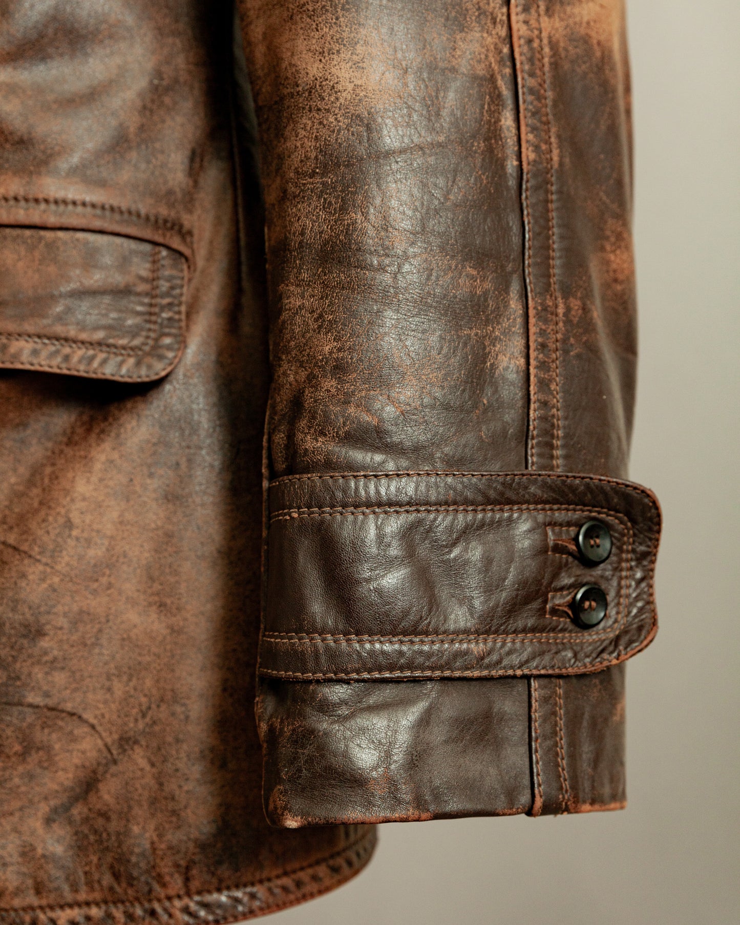 Vintage WWII German Horsehide Leather Motorcycle Coat – Medium (40-42)