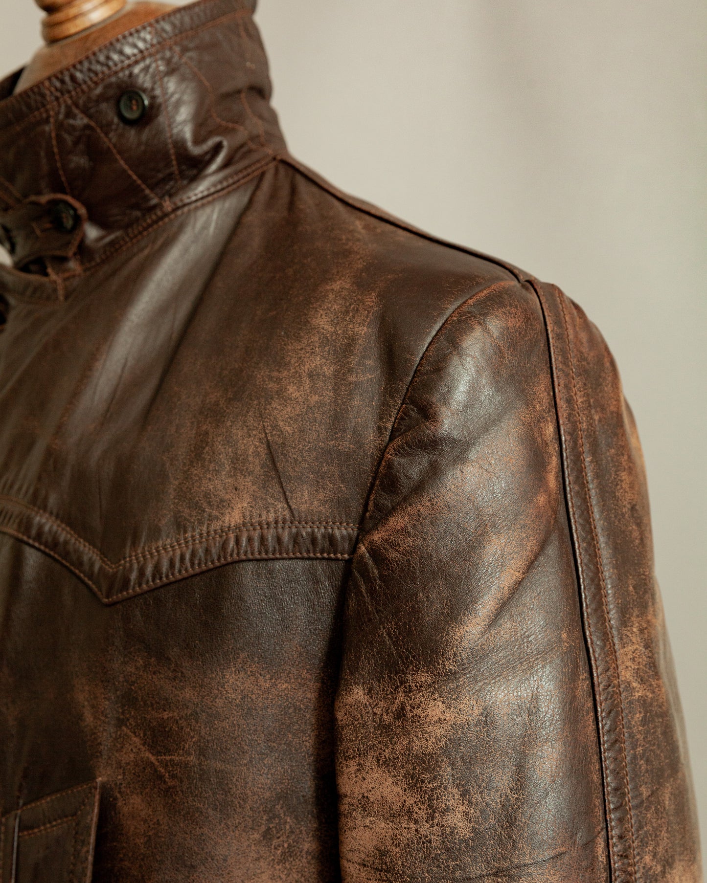 Vintage WWII German Horsehide Leather Motorcycle Coat – Medium (40-42)