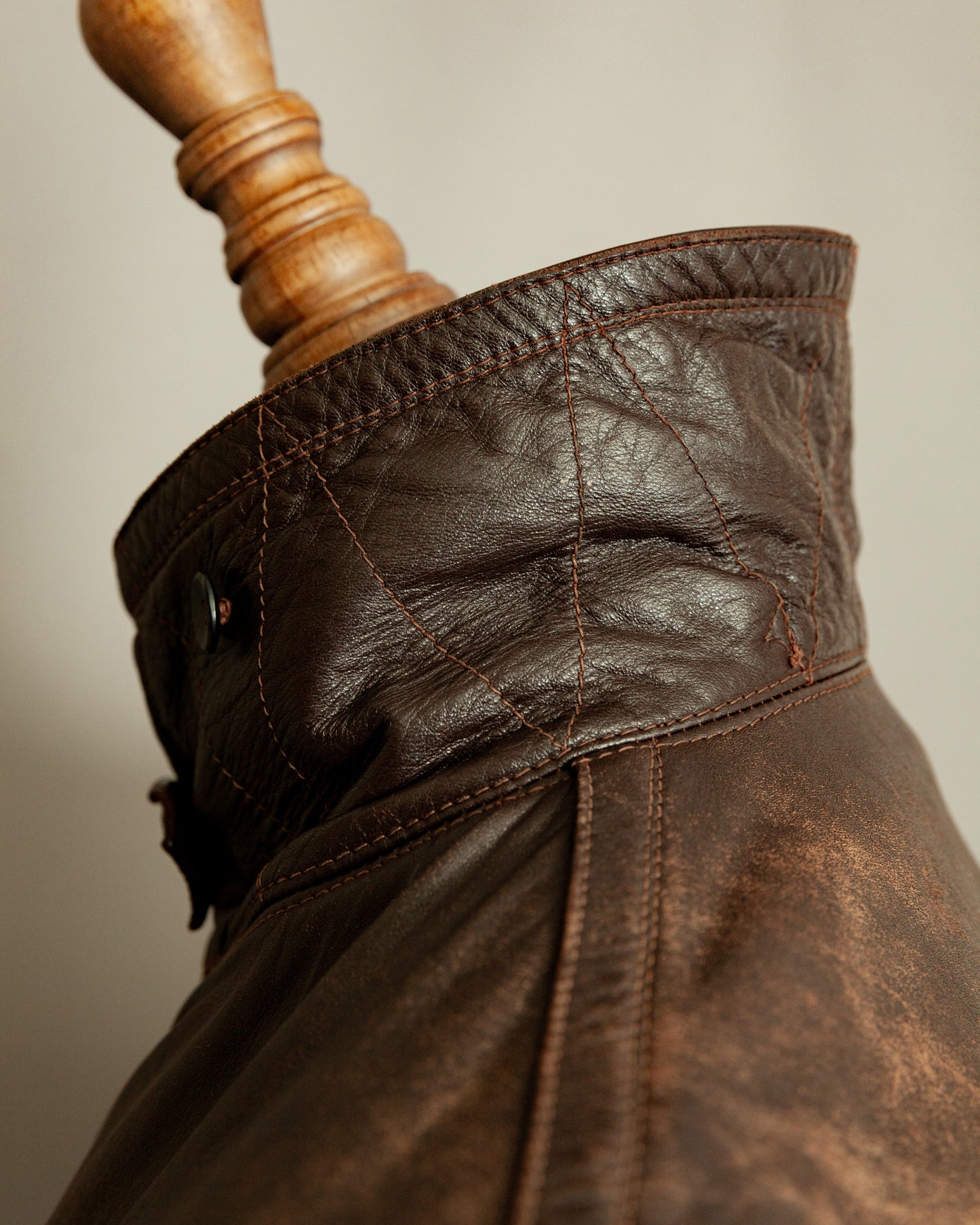 Vintage WWII German Horsehide Leather Motorcycle Coat – Medium (40-42)