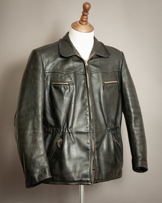 1950s Austrian Horsehide Leather Motorycle Jacket- Medium (42-44)
