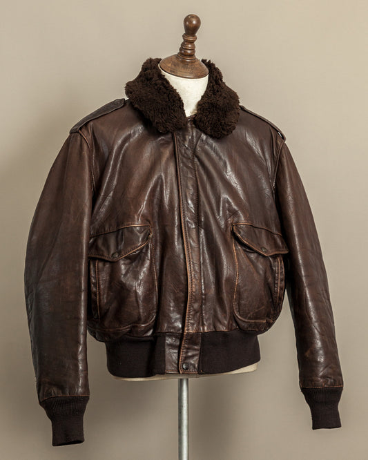 Vintage 1980s Schott Naked Cowhide Leather A2 Flying Jacket