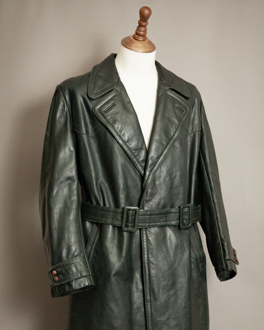 WWII German Officer’s Horsehide Leather Trench Coat – (42 Long)