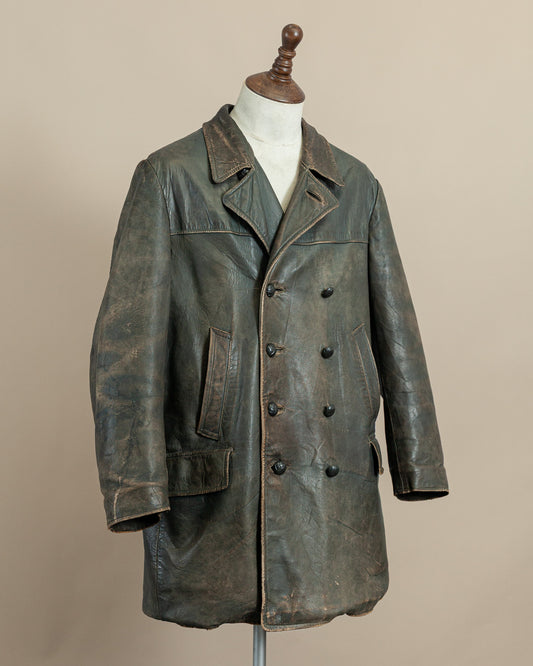 Vintage WWII German Kriegsmarine Leather U-Boat Jacket