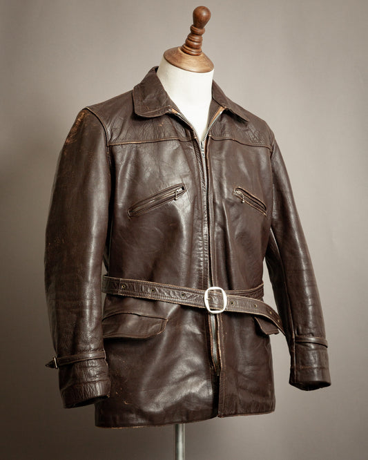 Vintage 1930s Swedish Horsehide Leather Motorcycle Jacket- Medium (40-42)