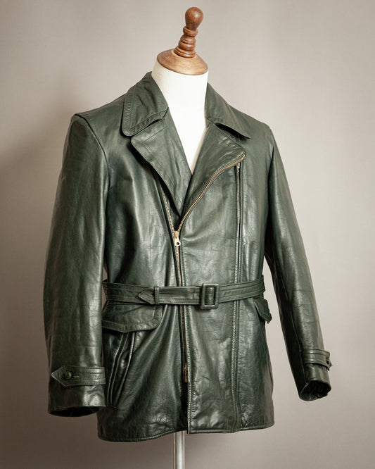 Vintage WWII German Horsehide Leather Motorcycle Jacket - Small (36-38)