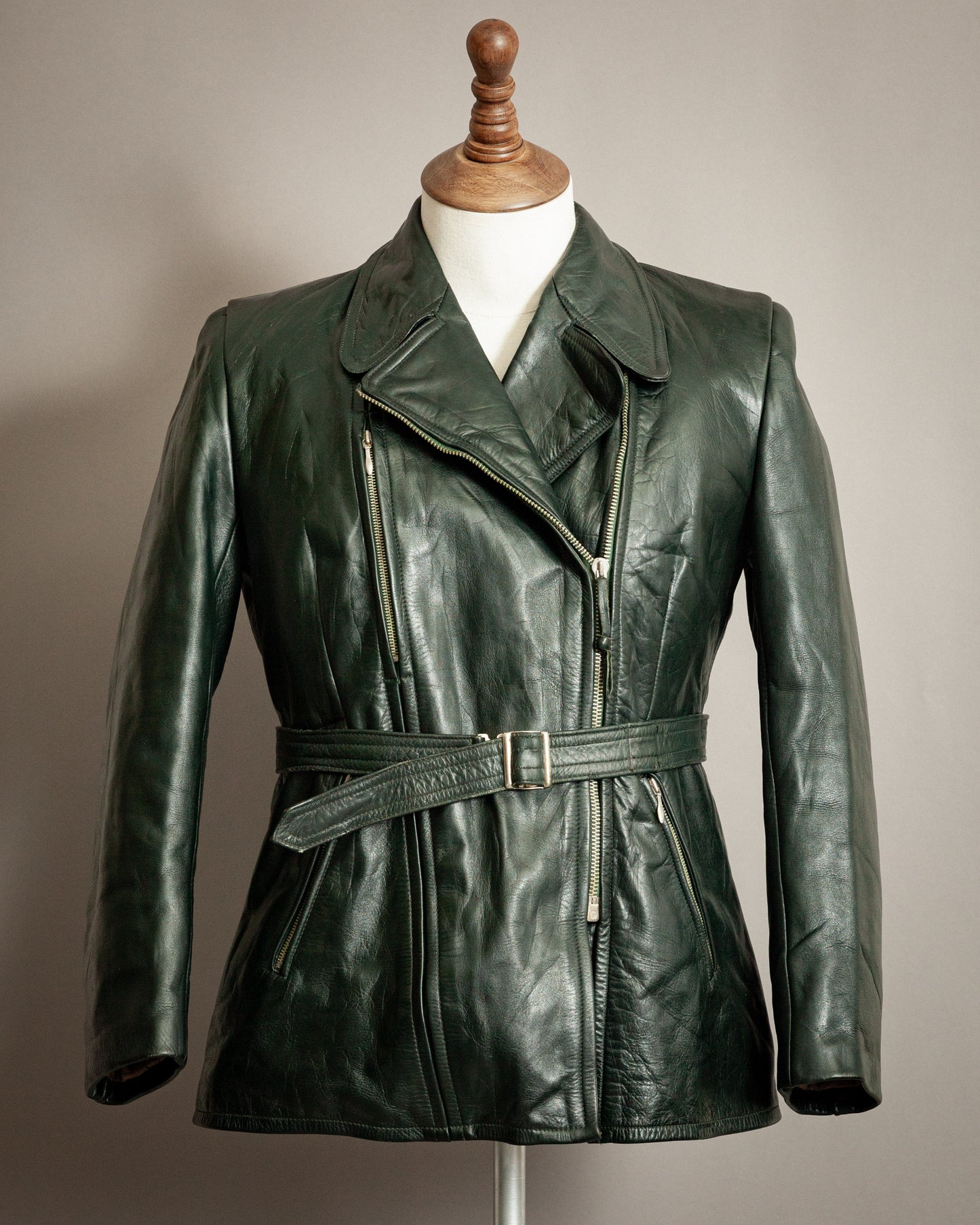 Vintage 1940s Women's Horsehide Leather Motorcycle Dispatch Rider Jacket – Size UK 12