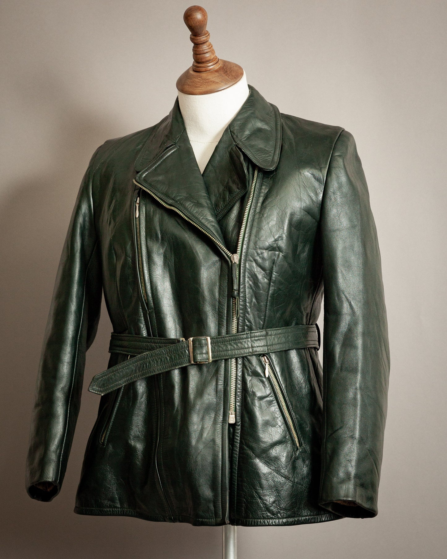 Vintage 1940s Women's Horsehide Leather Motorcycle Dispatch Rider Jacket – Size UK 12