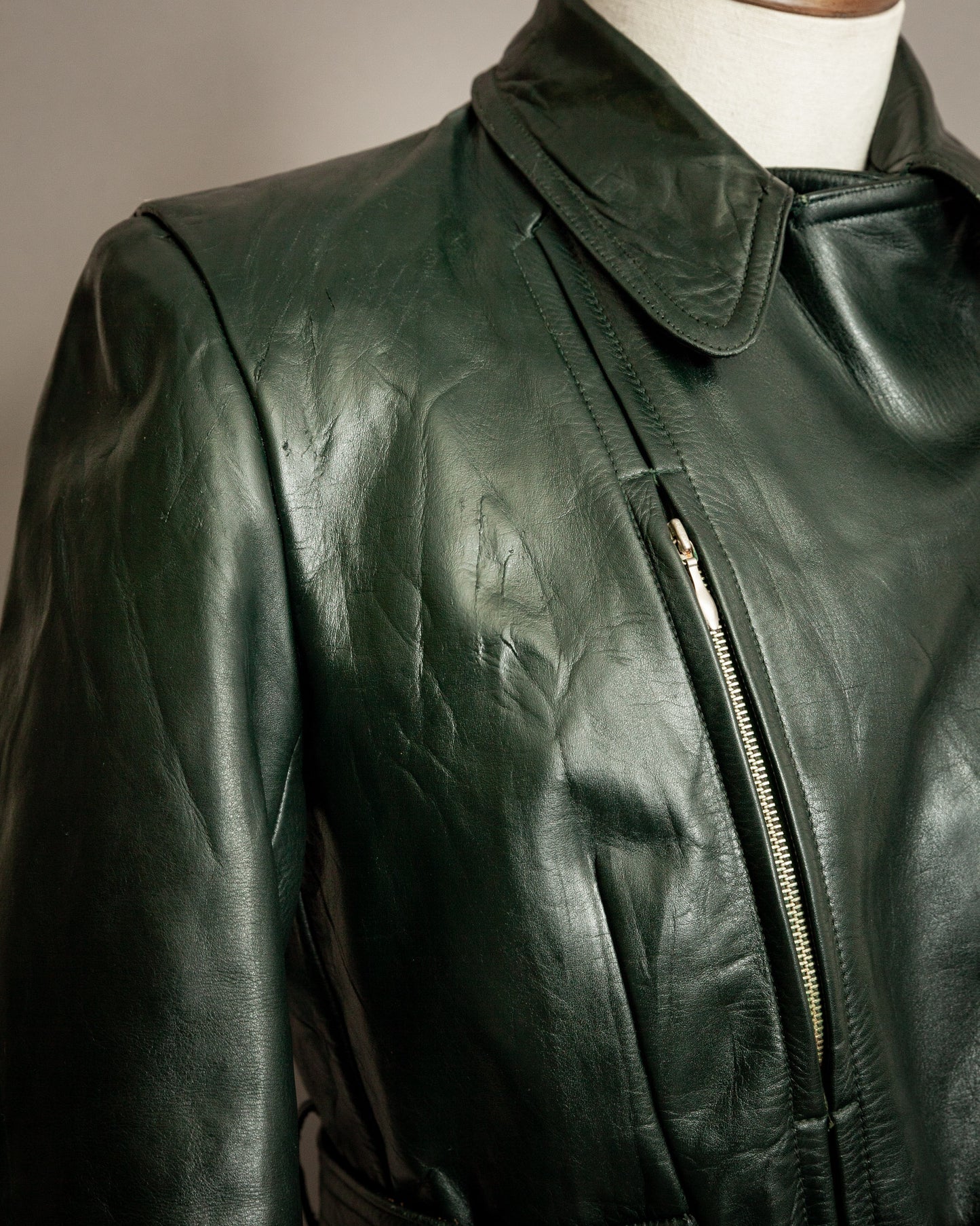 Vintage 1940s Women's Horsehide Leather Motorcycle Dispatch Rider Jacket – Size UK 12