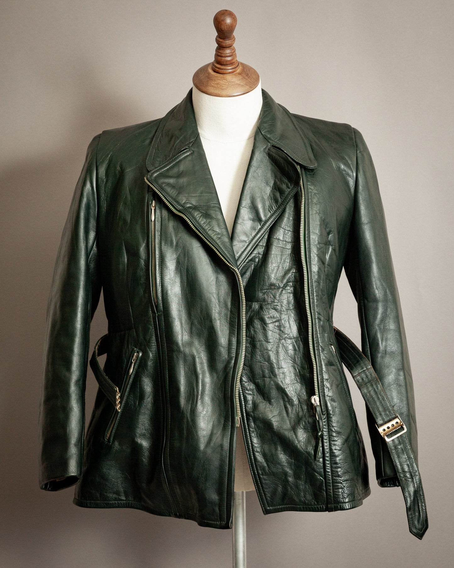 Vintage 1940s Women's Horsehide Leather Motorcycle Dispatch Rider Jacket – Size UK 12