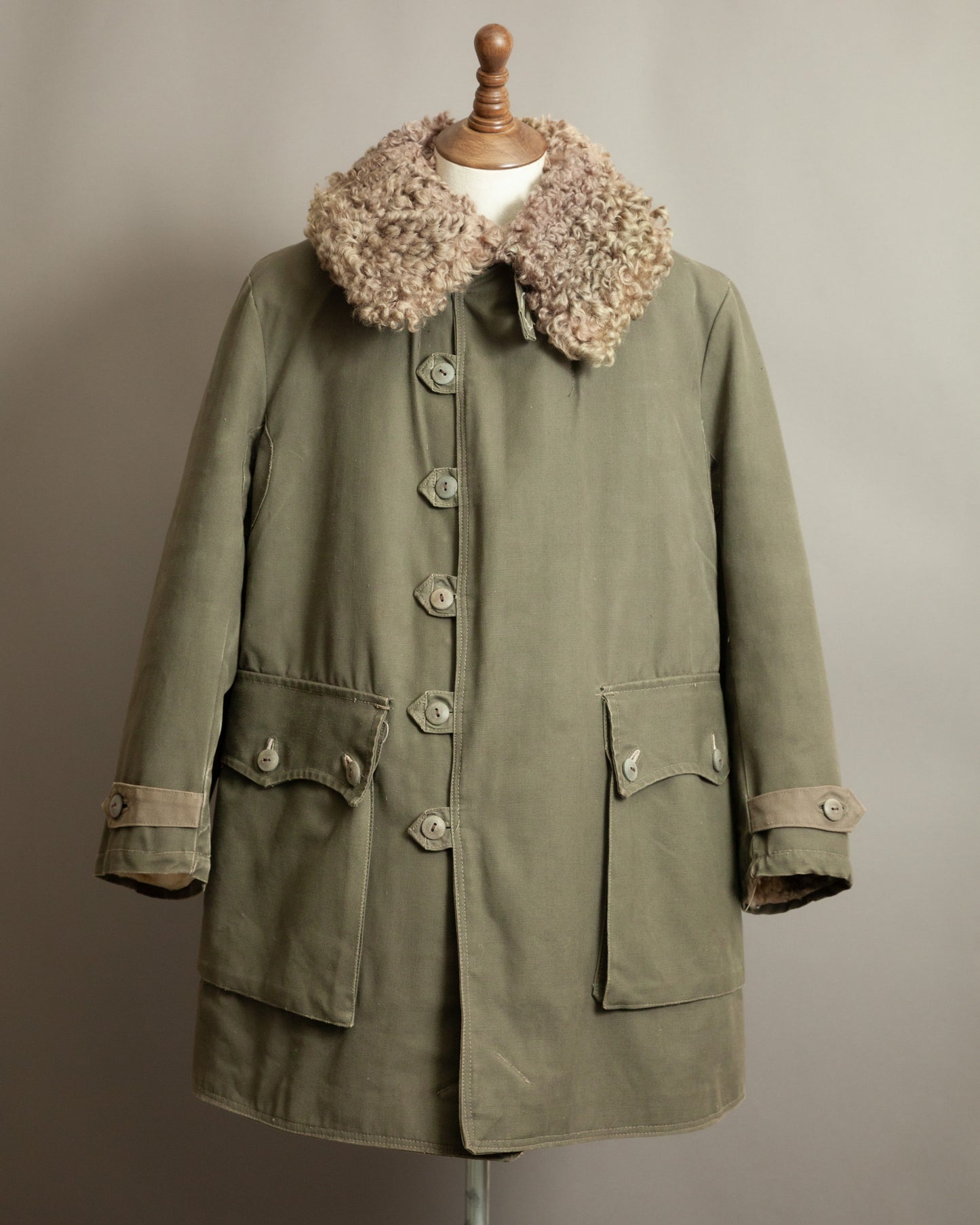 WWII 1944 Örebro M1909 Swedish Army Sheepskin-Lined Canvas Field Coat M (42)