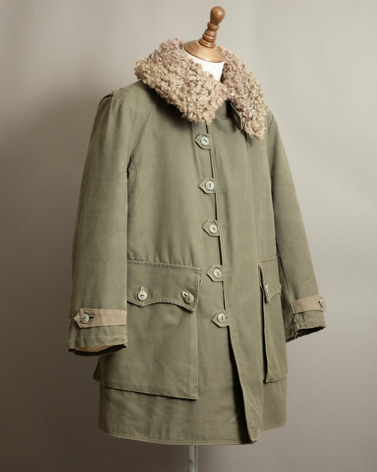 WWII 1944 Örebro M1909 Swedish Army Sheepskin-Lined Canvas Field Coat M (42)