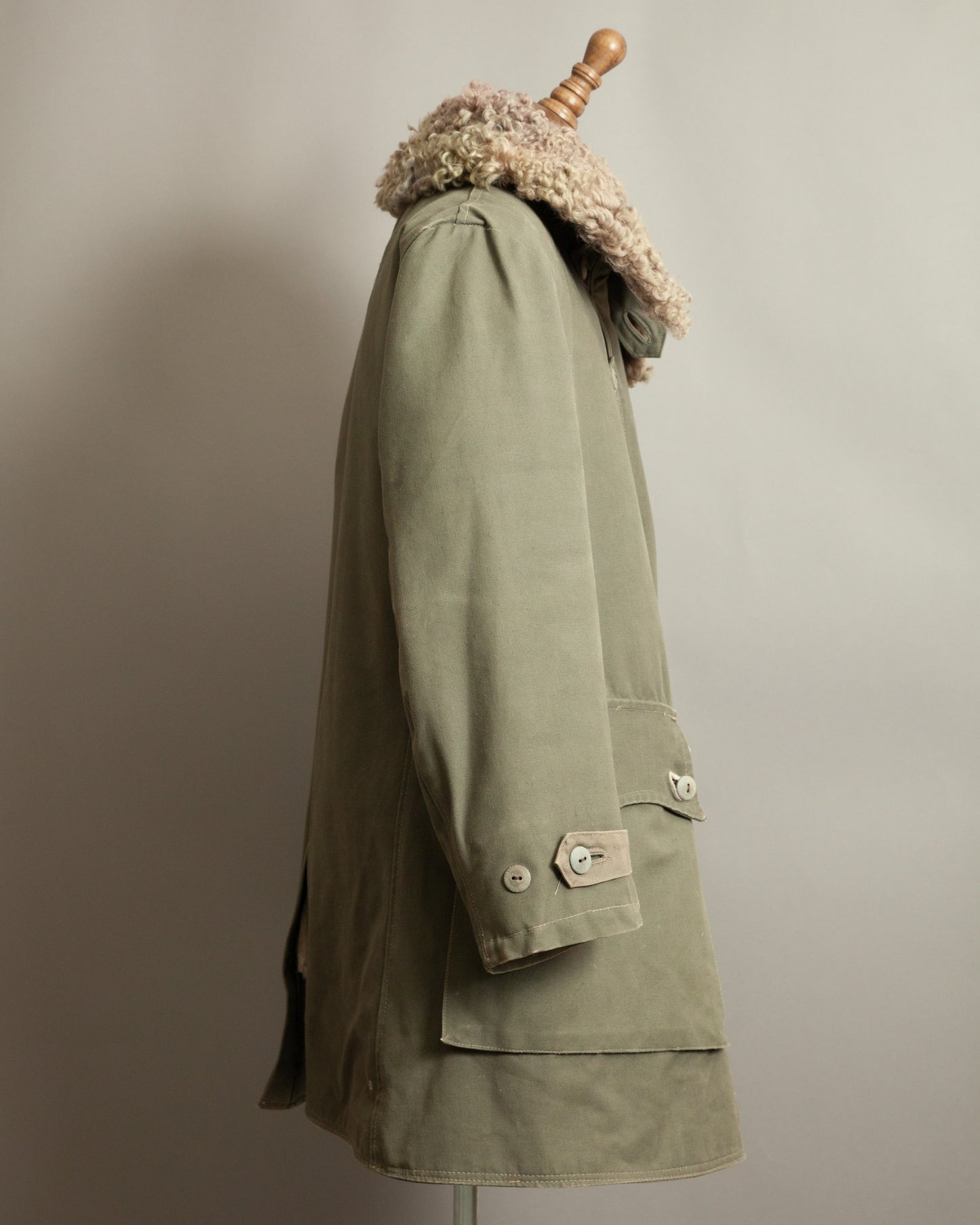 WWII 1944 Örebro M1909 Swedish Army Sheepskin-Lined Canvas Field Coat M (42)