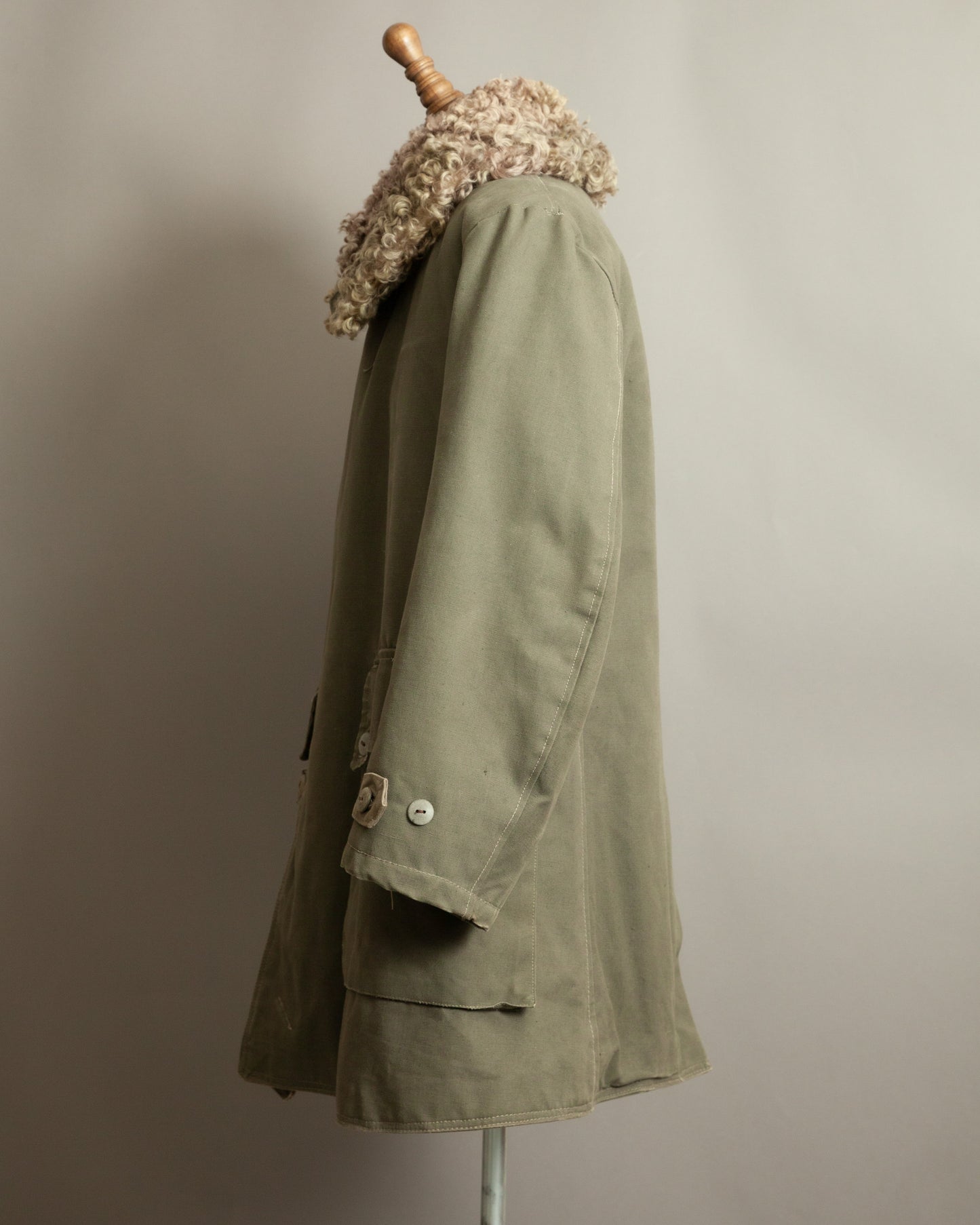 WWII 1944 Örebro M1909 Swedish Army Sheepskin-Lined Canvas Field Coat M (42)