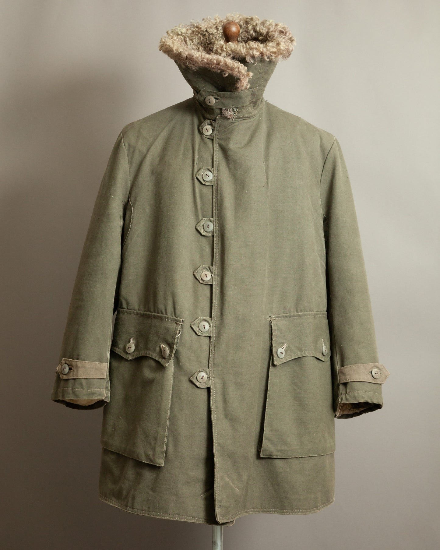 WWII 1944 Örebro M1909 Swedish Army Sheepskin-Lined Canvas Field Coat M (42)