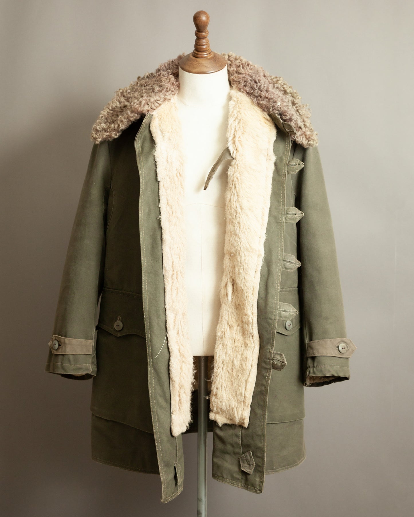 WWII 1944 Örebro M1909 Swedish Army Sheepskin-Lined Canvas Field Coat M (42)