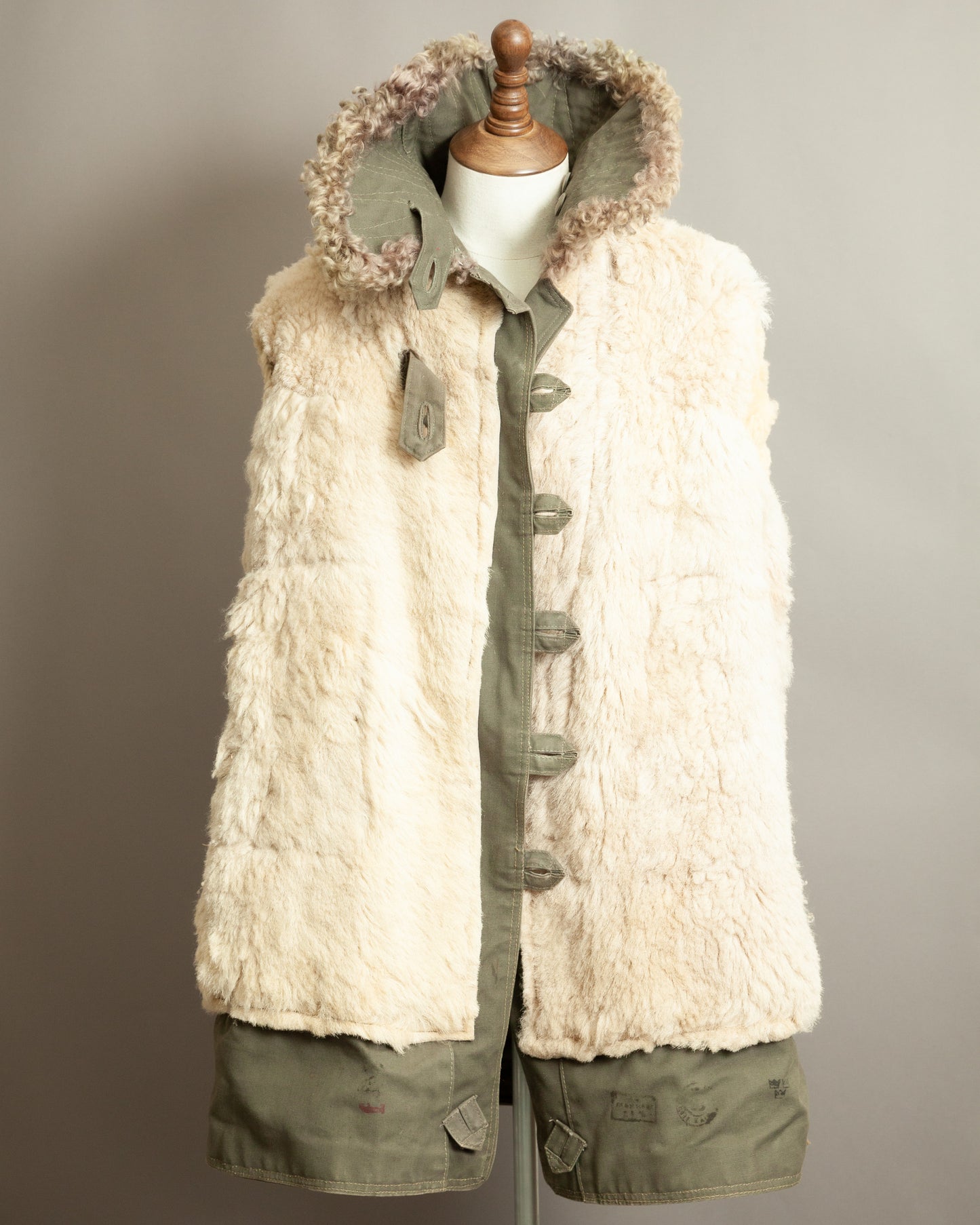 WWII 1944 Örebro M1909 Swedish Army Sheepskin-Lined Canvas Field Coat M (42)