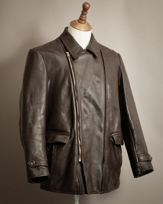 WWII German Motorcycle Dispatch Rider Jacket Horsehide Leather - Large (44)