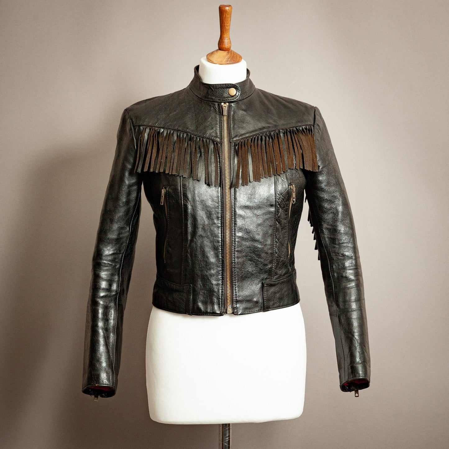 Vintage 1960s Horsehide Leather Biker Jacket – Small (Size 6)