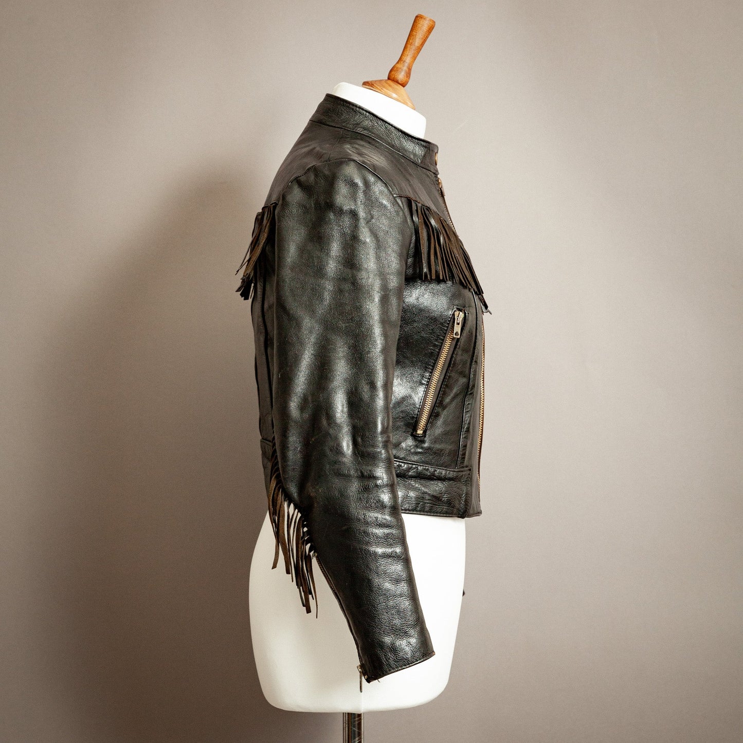 Vintage 1960s Horsehide Leather Biker Jacket – Small (Size 6)