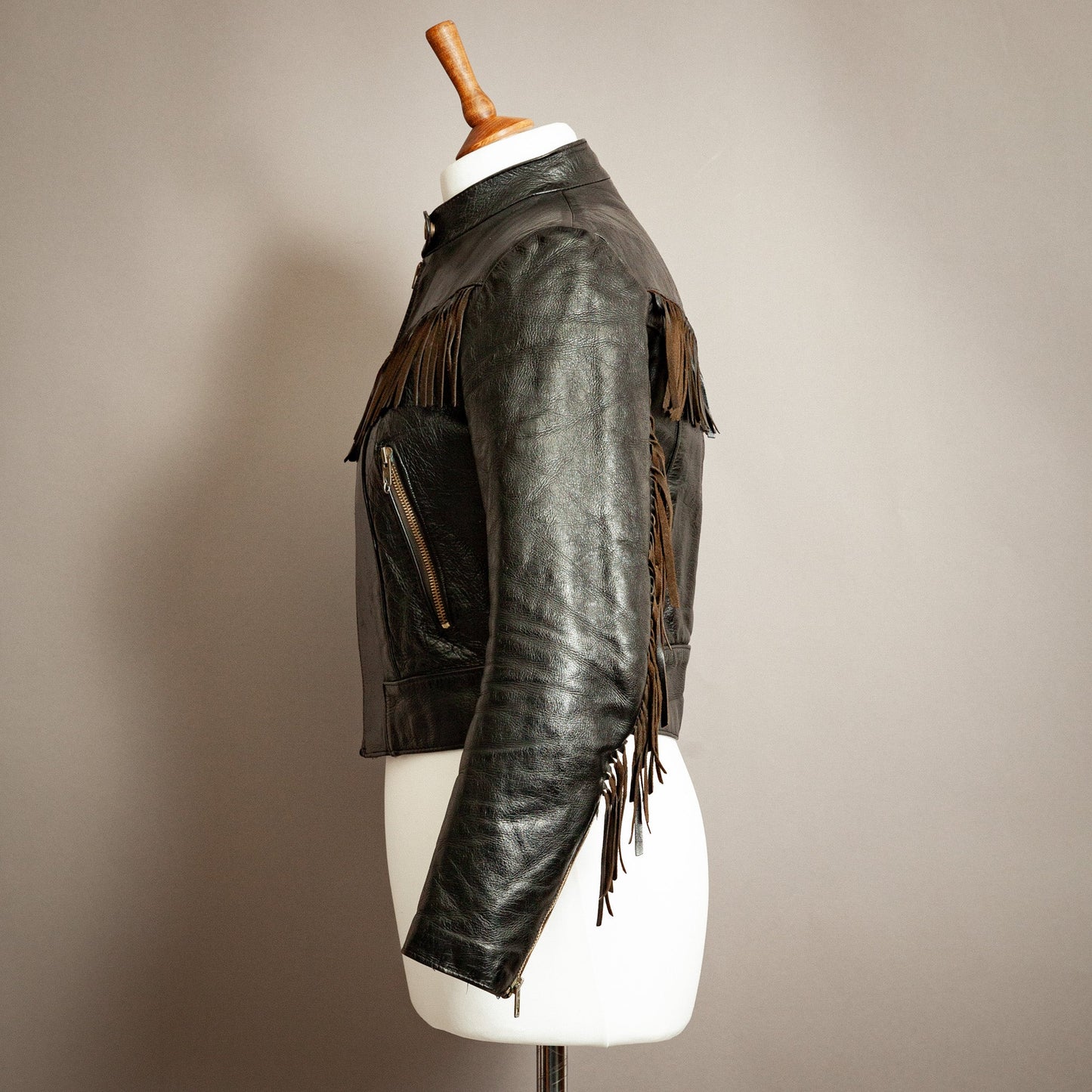 Vintage 1960s Horsehide Leather Biker Jacket – Small (Size 6)