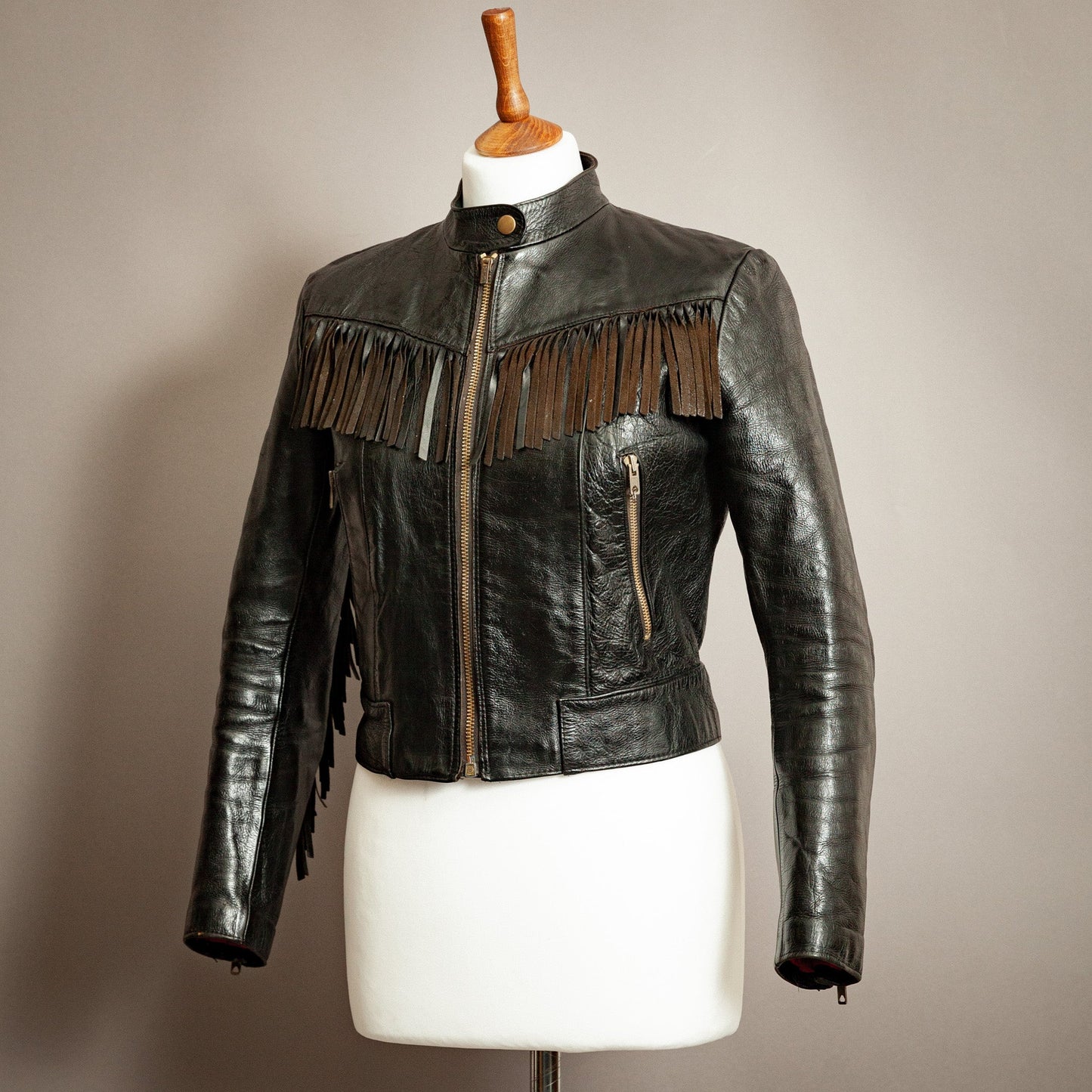 Vintage 1960s Horsehide Leather Biker Jacket – Small (Size 6)